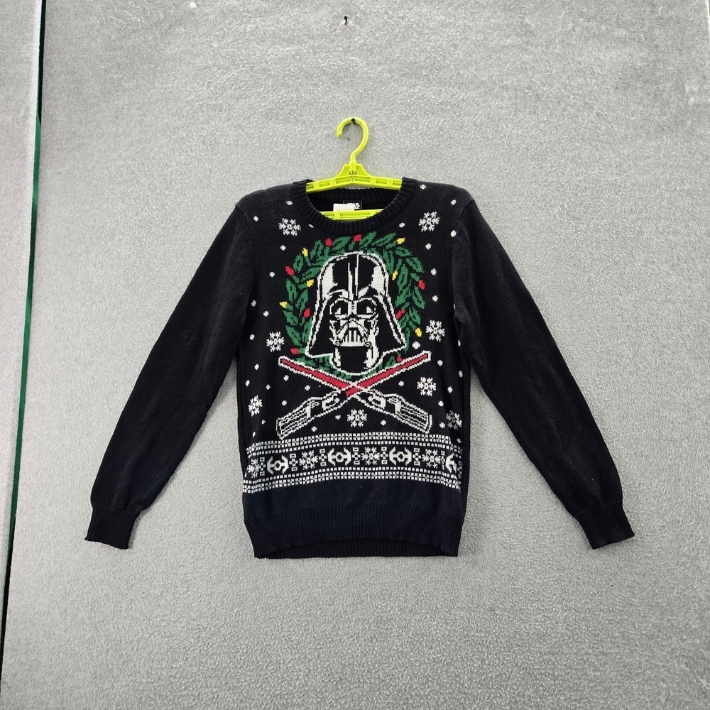 Hybrid Apparel Men Sweater L‎ Black Graphic Print Darth Vader Christmas Ugly NWT